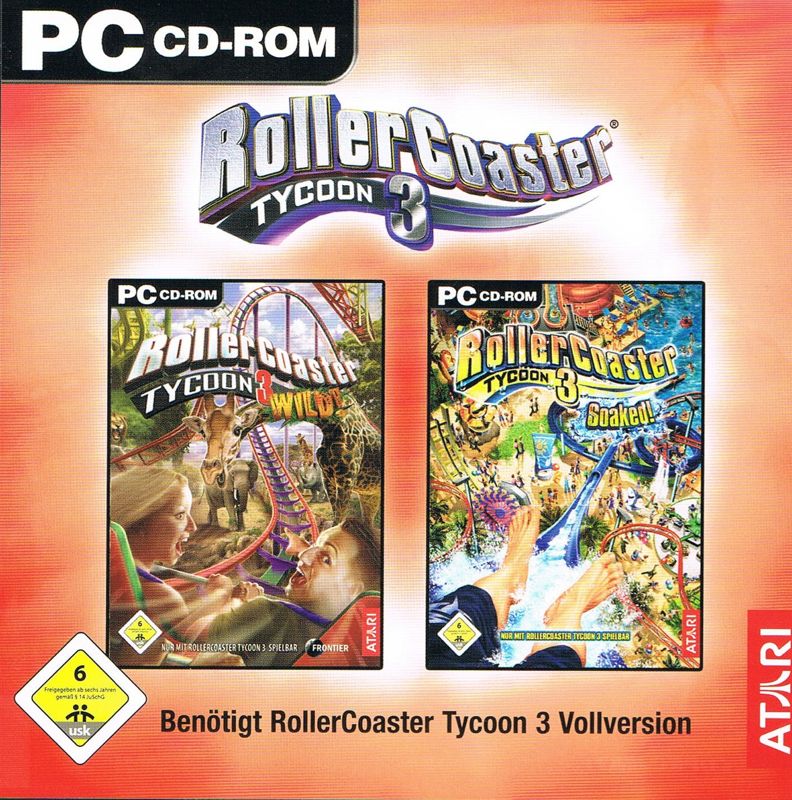 Front Cover for RollerCoaster Tycoon 3: Wild! + Soaked! (Windows) (Software Pyramide release)
