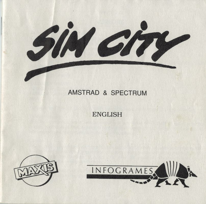 Manual for SimCity (Amstrad CPC): Front