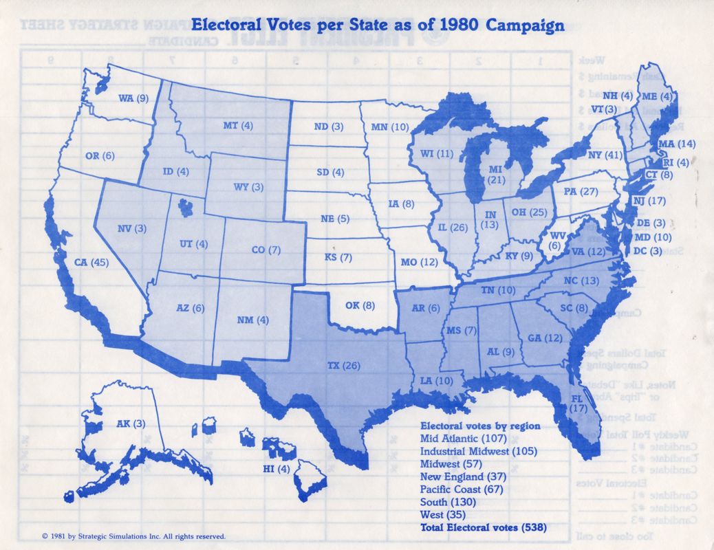 Other for President Elect (Commodore 64): Electoral Vote per State