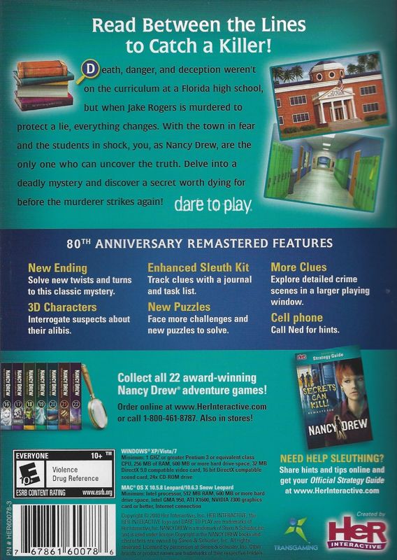 Back Cover for Nancy Drew: Secrets Can Kill - Remastered (Macintosh and Windows)