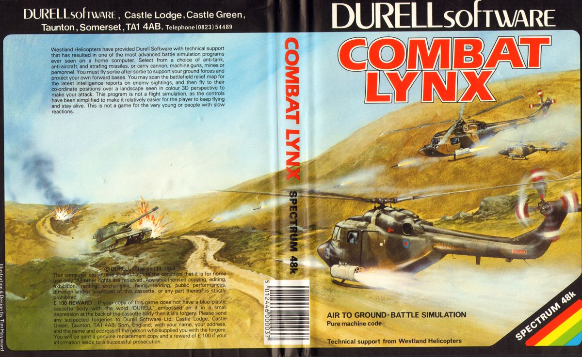 Full Cover for Combat Lynx (ZX Spectrum) (Original 1984 release)