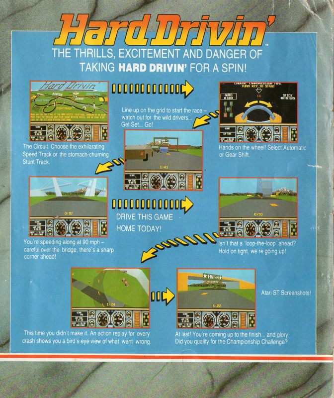 Inside Cover for Hard Drivin' (Atari ST)