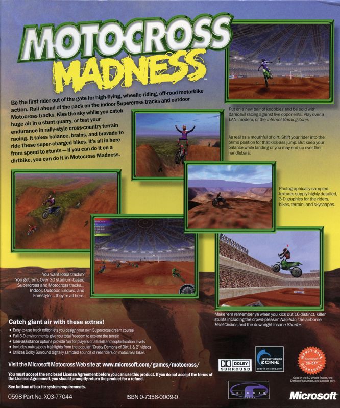 Back Cover for Motocross Madness (Windows)