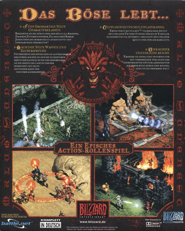 Back Cover for Diablo II (Windows) (Release for Windows 95/98/NT 4.0 (with different promotional material))