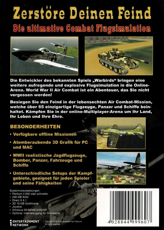 Back Cover for WarBirds III (Macintosh and Windows)