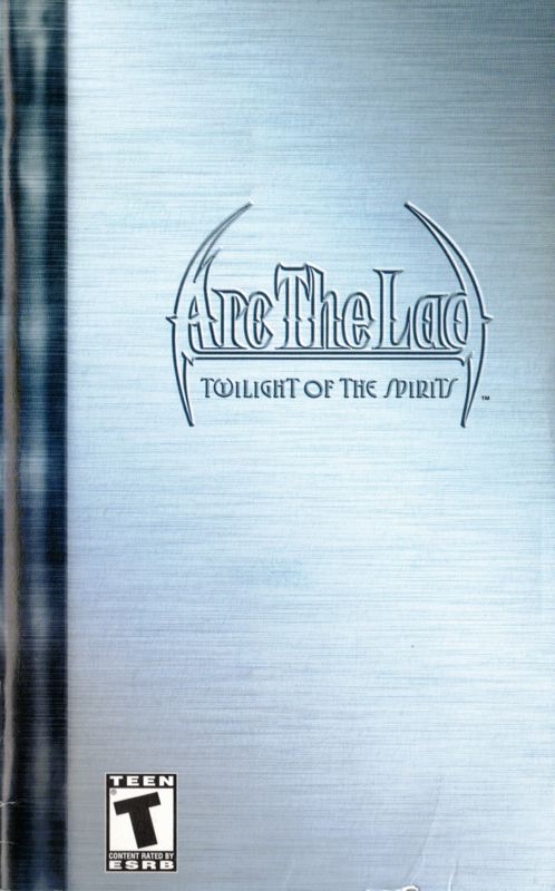 Manual for Arc the Lad: Twilight of the Spirits (PlayStation 2): Front