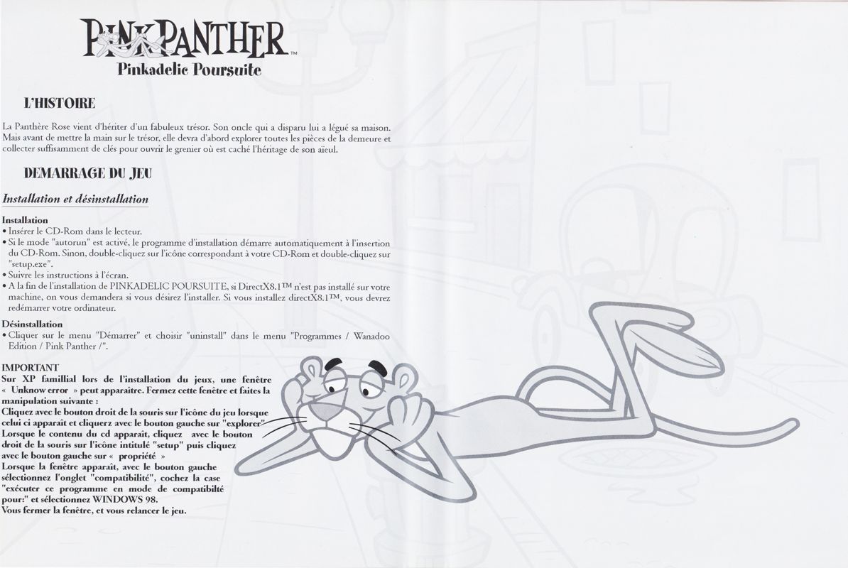 Inside Cover for Pink Panther: Pinkadelic Pursuit (Windows): Full Cover