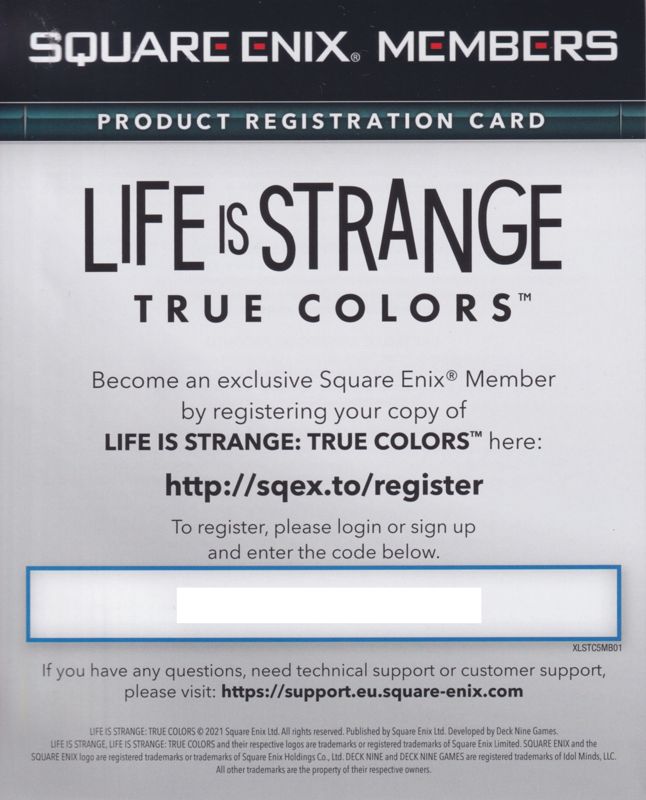 Extras for Life Is Strange: True Colors (PlayStation 5): Registration Flyer - Front