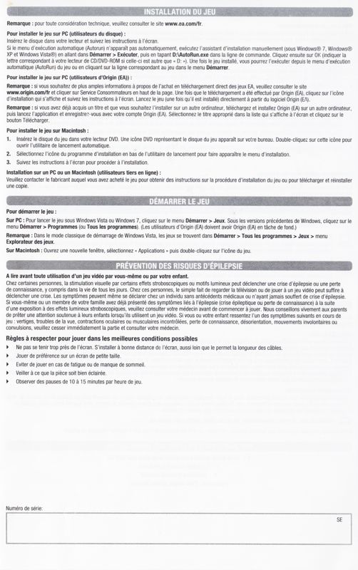 Manual for The Sims 3: Supernatural (Macintosh and Windows): Installation & Quick Start Guide - Front (4-page)