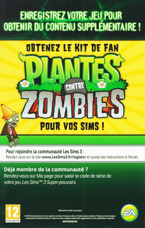 Advertisement for The Sims 3: Supernatural (Macintosh and Windows): Plants versus Zombies for your Sims - Leaflet