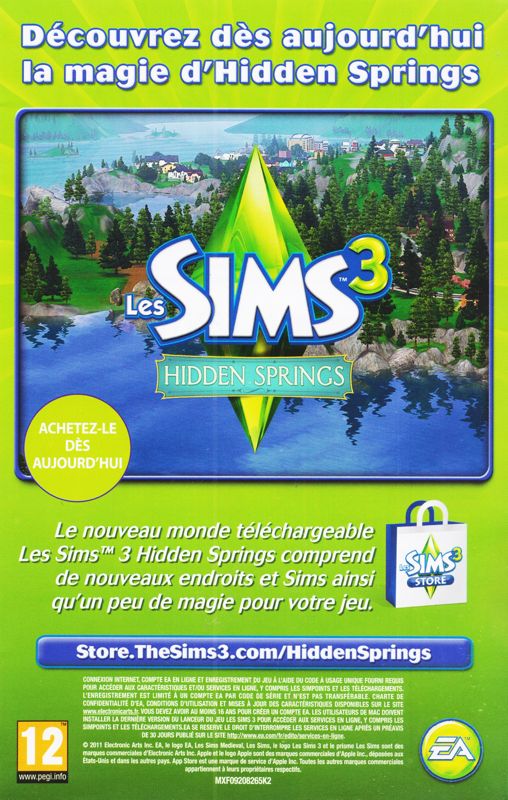 Advertisement for The Sims 3: Supernatural (Macintosh and Windows): The Sims 3: Hidden Springs - Leaflet