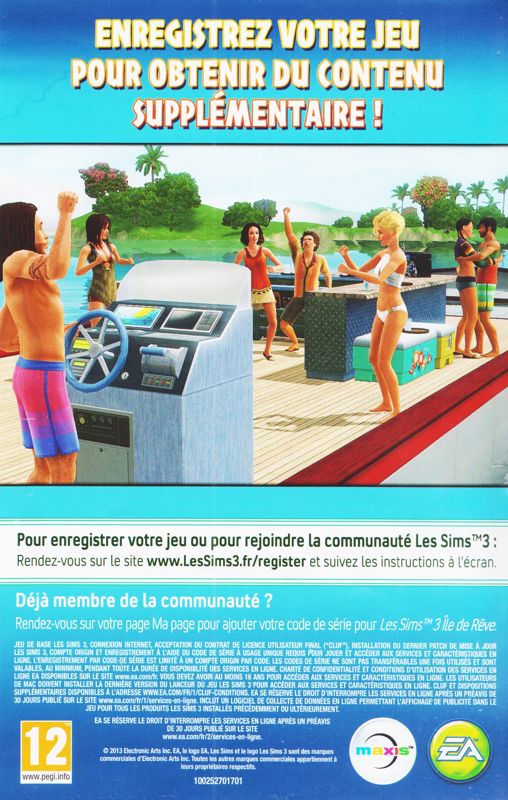 Advertisement for The Sims 3: Island Paradise (Macintosh and Windows): Registration incentive