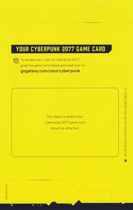 Other for Cyberpunk 2077 (Windows) (General European release): Code Card Flyer - Front