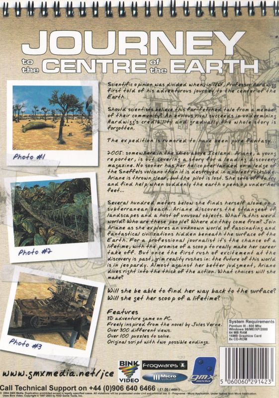Back Cover for Journey to the Center of the Earth (Windows)