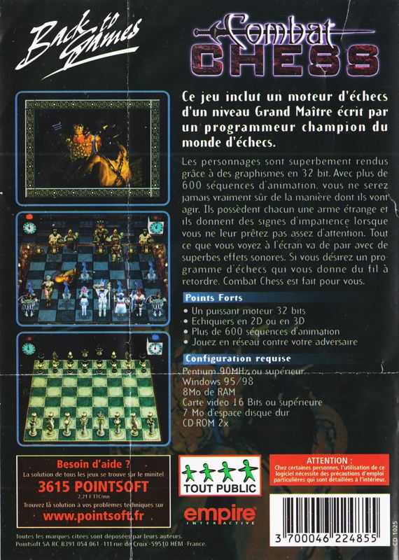 Back Cover for Combat Chess (Windows) (Back to Games release)