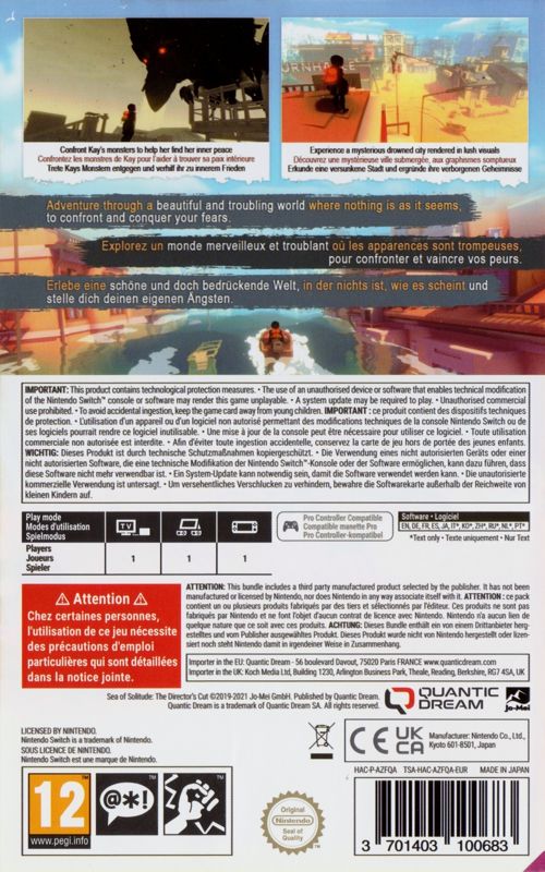 Back Cover for Sea of Solitude: The Director's Cut (Nintendo Switch)