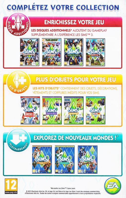 Advertisement for The Sims 3: Island Paradise (Macintosh and Windows): Add-on list