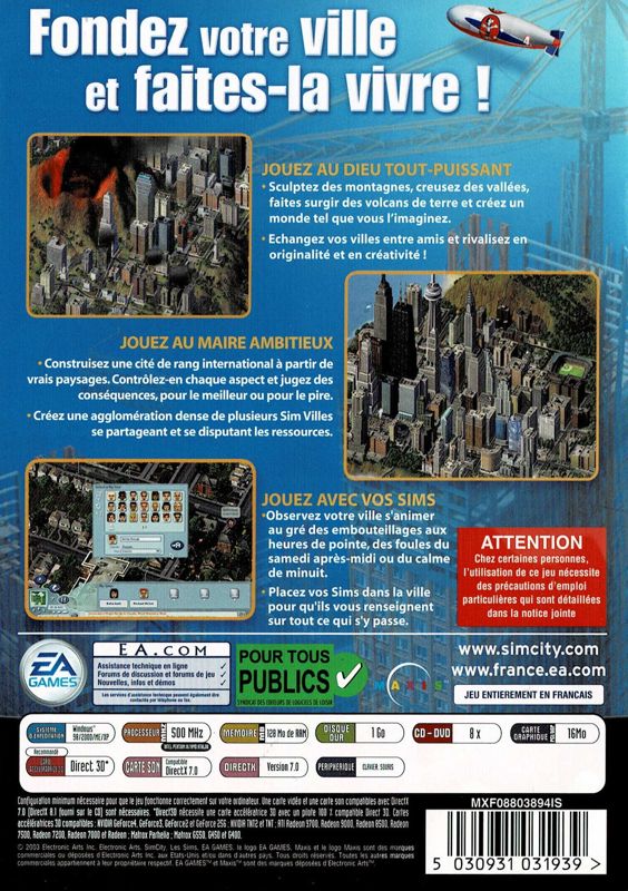 Back Cover for SimCity 4 (Windows)