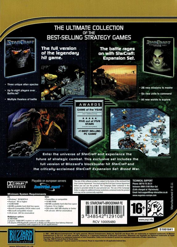 Back Cover for StarCraft: Anthology (Macintosh and Windows) (BestSeller Series release (post-2005))
