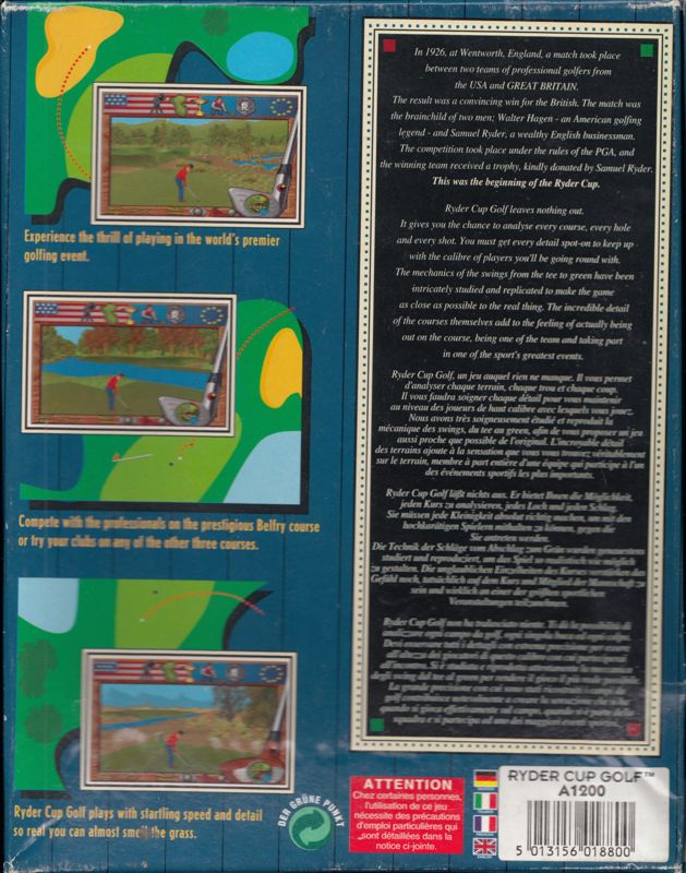 Ryder Cup Johnnie Walker cover or packaging material MobyGames