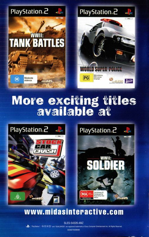 Manual for Drag & Stock Racer (PlayStation 2): Back