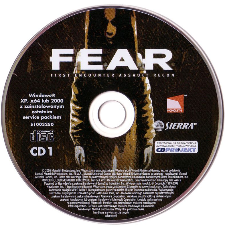 Media for F.E.A.R.: First Encounter Assault Recon (Windows): Disc 1/5