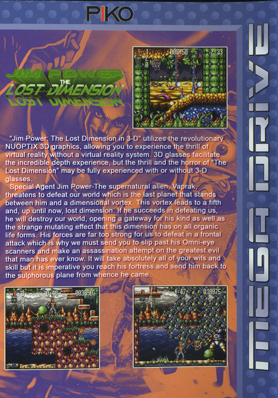 Back Cover for Jim Power: The Lost Dimension in 3D (Genesis)