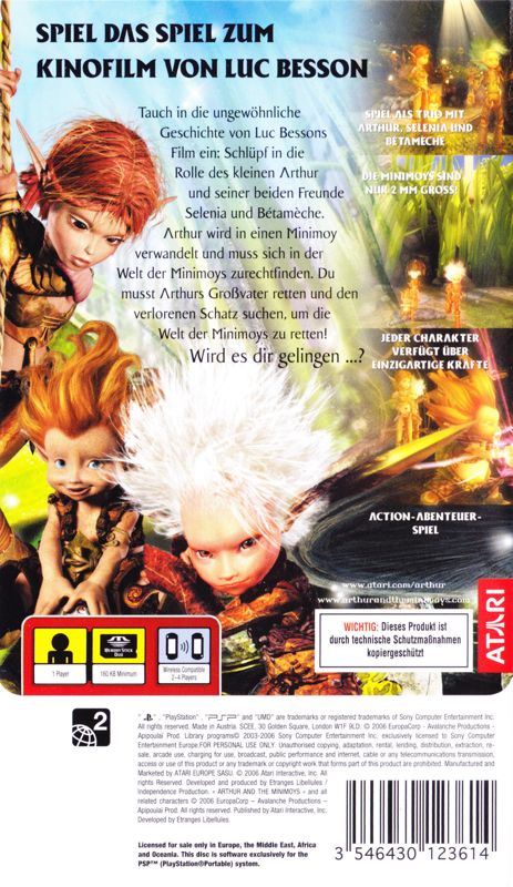 Back Cover for Arthur and the Invisibles: The Game (PSP)
