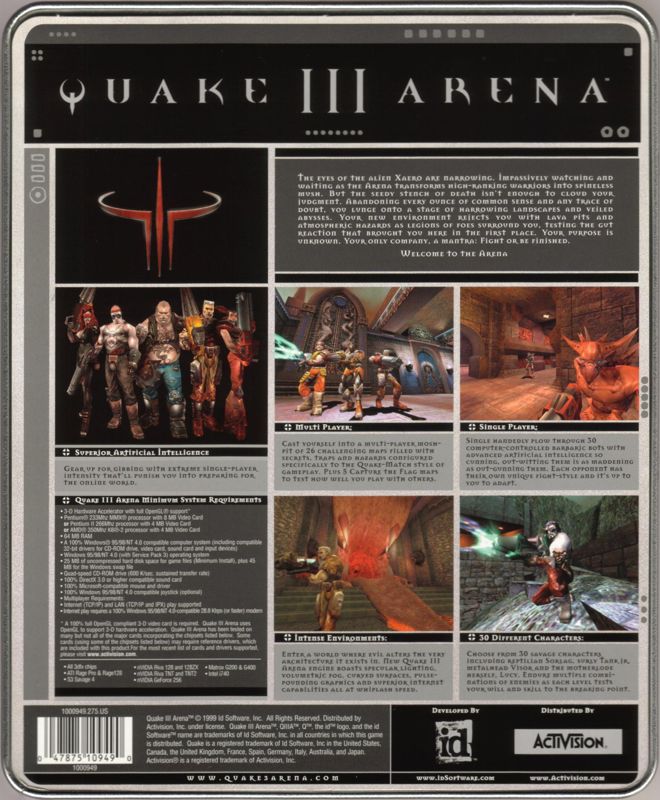 Back Cover for Quake III: Arena (Windows) (Elite Edition)