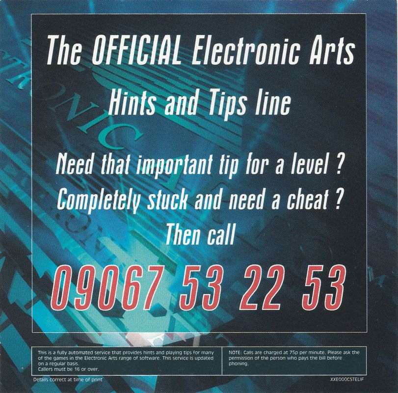 Other for Sid Meier's Alpha Centauri (Windows) (Collector release): Electronic Arts Hints and Tips line leaflet