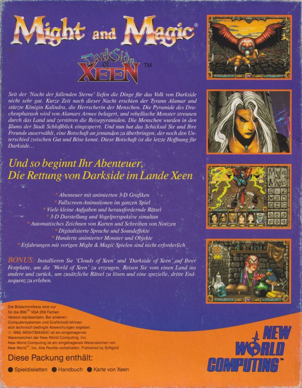 Back Cover for Might and Magic: Darkside of Xeen (DOS)