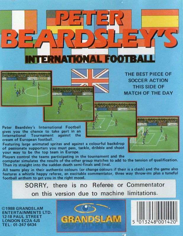 Back Cover for Peter Beardsley's International Football (ZX Spectrum)