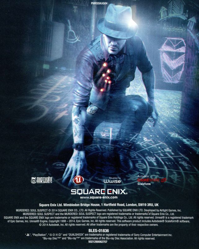 Manual for Murdered: Soul Suspect (PlayStation 3): Back