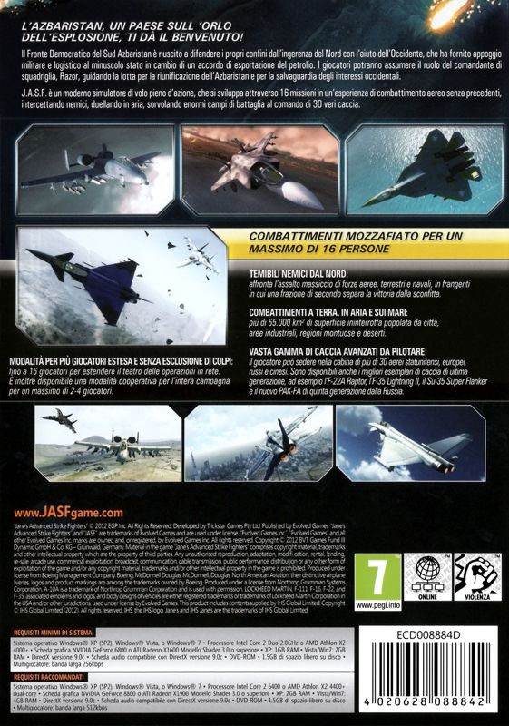 Back Cover for JASF: Jane's Advanced Strike Fighters (Windows)