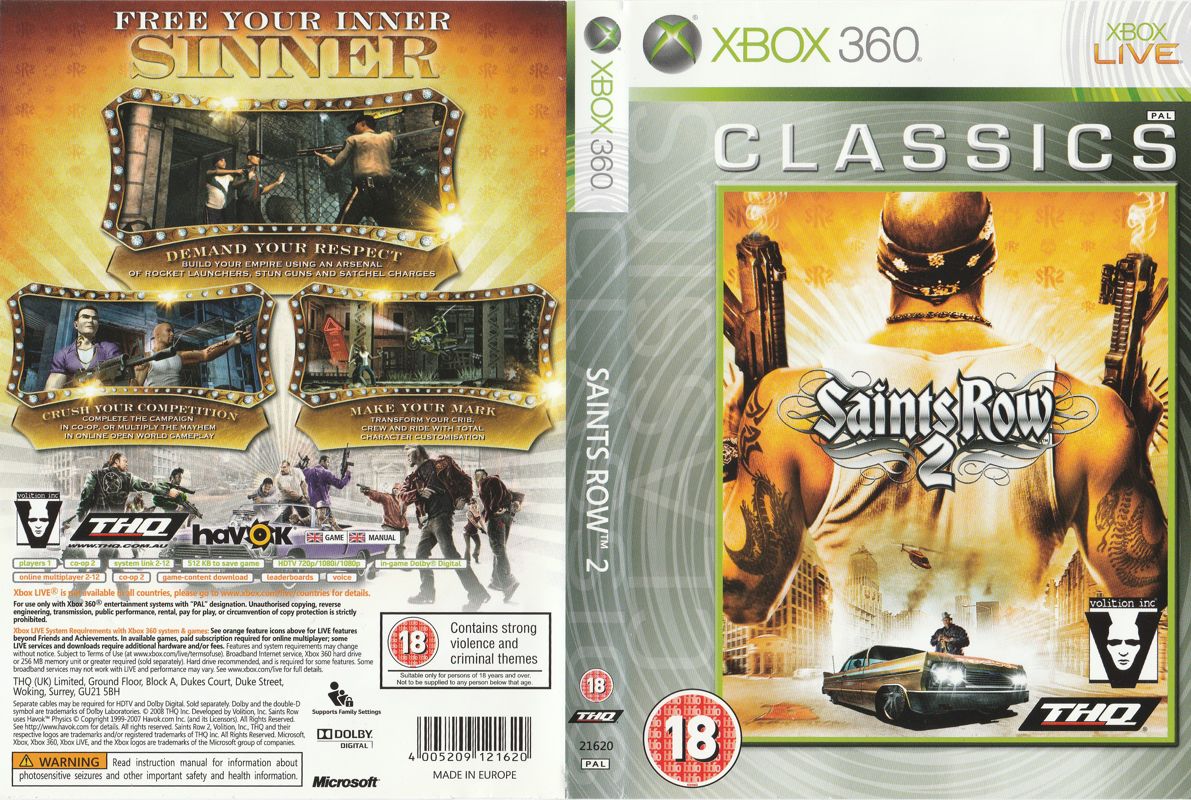 Full Cover for Saints Row 2 (Xbox 360) (Xbox 360 Classics release - UK import)