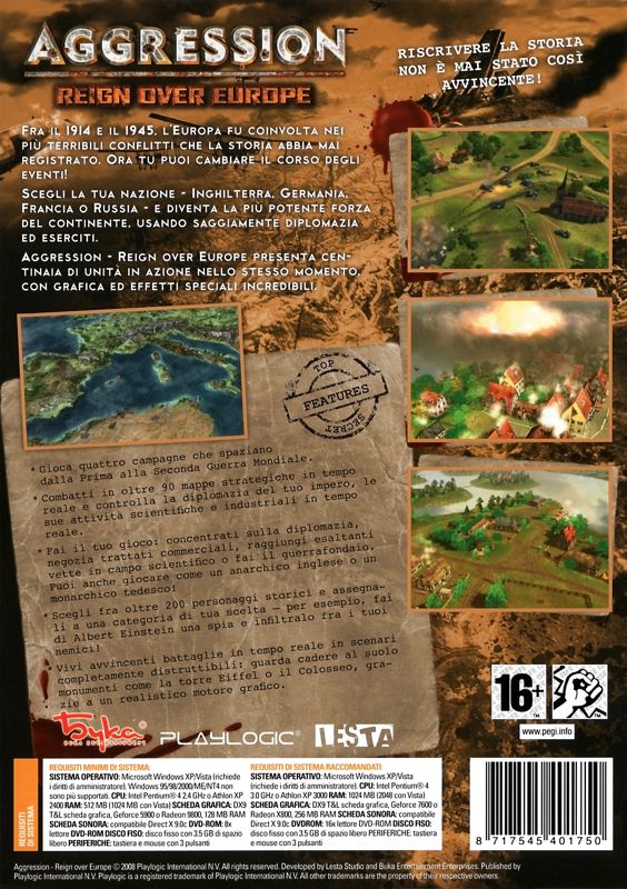 Back Cover for Aggression: Reign over Europe (Windows)