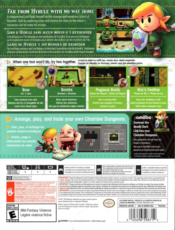 Back Cover for The Legend of Zelda: Link's Awakening (Dreamer Edition) (Nintendo Switch)