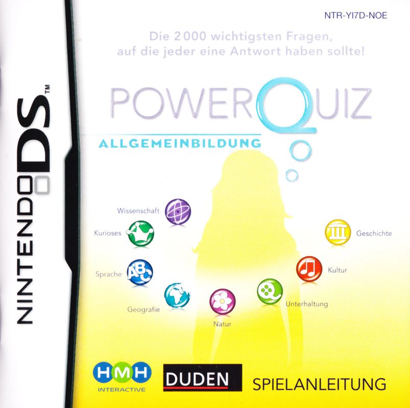 Manual for Power Quiz: Allgemeinbildung (Nintendo DS): Front