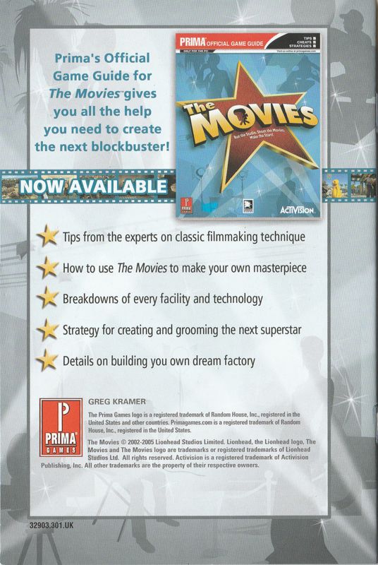 Extras for The Movies (Premiere Edition) (Windows): Advanced Movie Making Hint Guide - Back