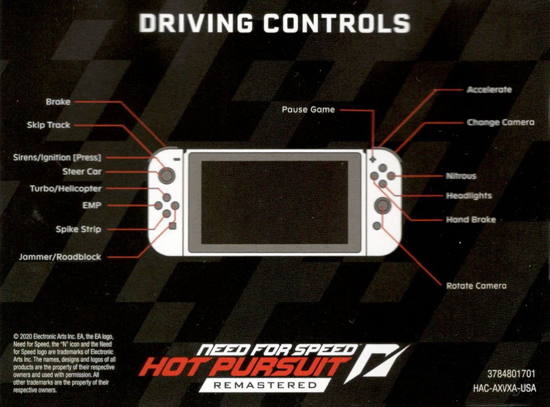 Reference Card for Need for Speed: Hot Pursuit - Remastered (Nintendo Switch): Front
