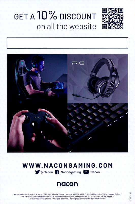 Advertisement for WRC 9 (Windows): Promotional Flyer for the WRC+ and the Nacon Shop with Promo-Code - Back
