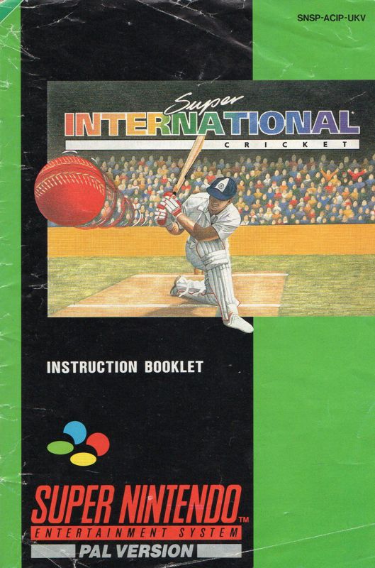 Manual for Super International Cricket (SNES): Front