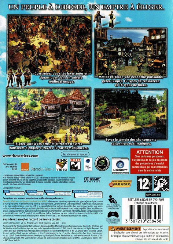 Back Cover for The Settlers: Rise of an Empire (Windows)