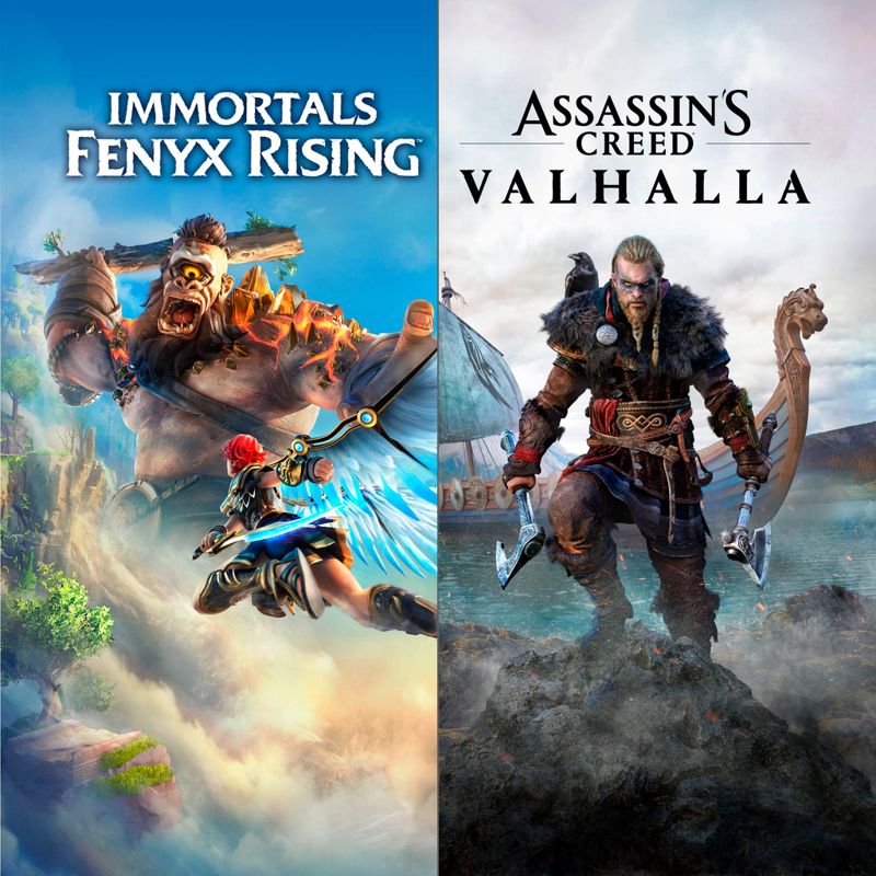 Front Cover for Assassin's Creed: Valhalla + Immortals: Fenyx Rising Bundle (PlayStation 4 and PlayStation 5) (download release)