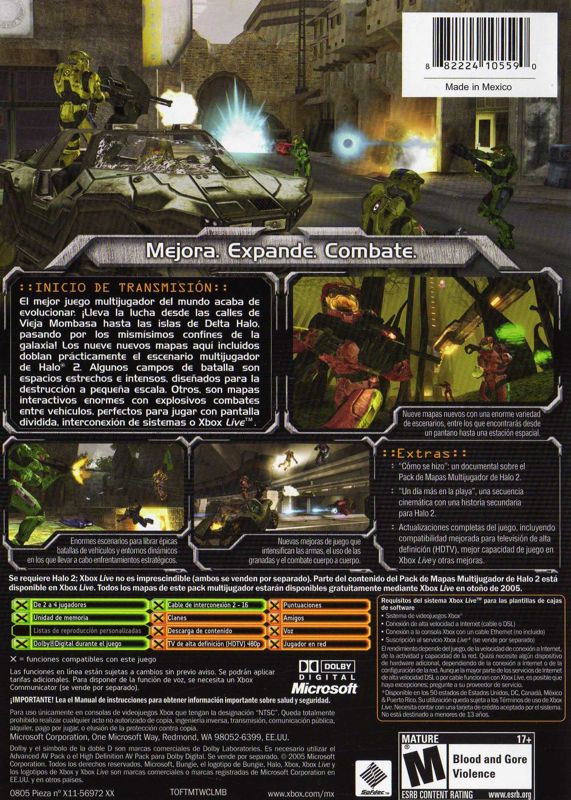 Back Cover for Halo 2: Multiplayer Map Pack (Xbox)
