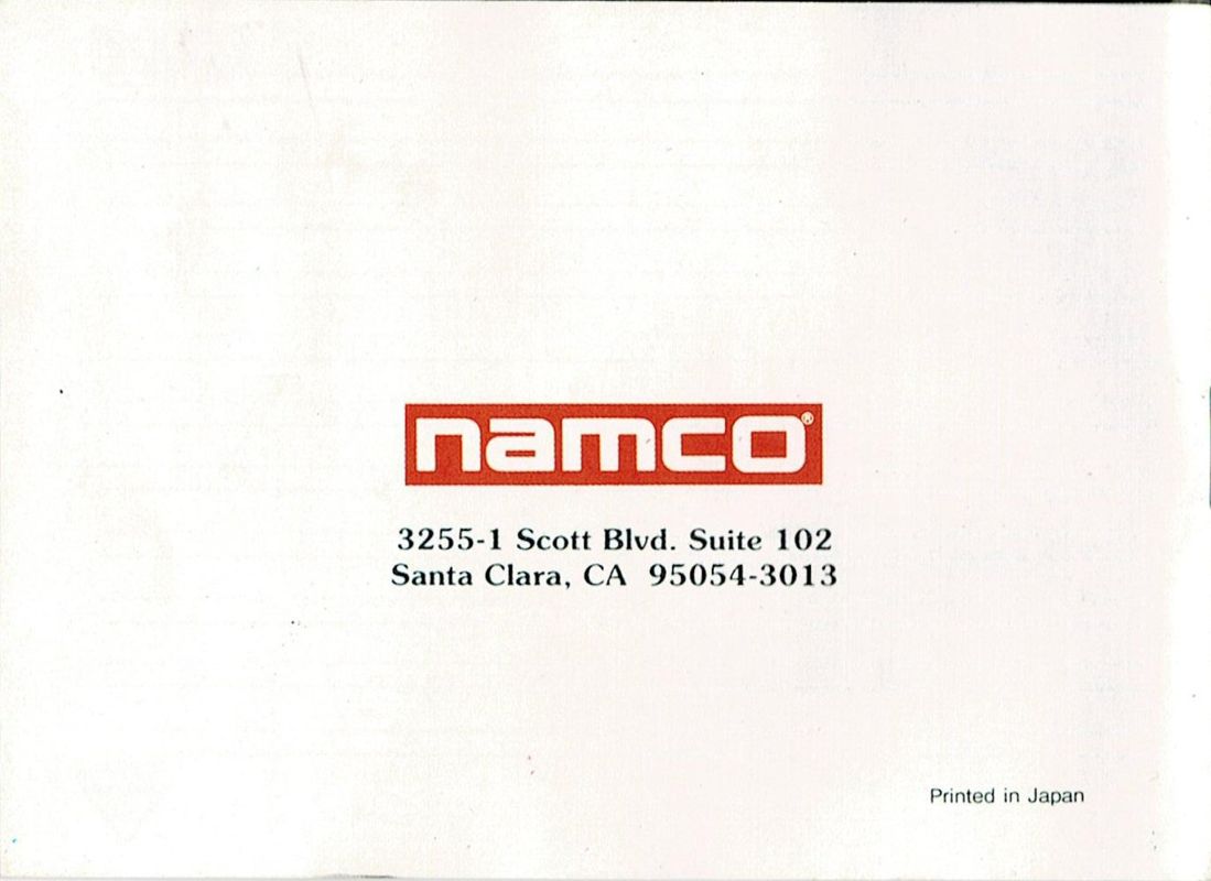 Manual for Dig Dug (Game Boy): Back