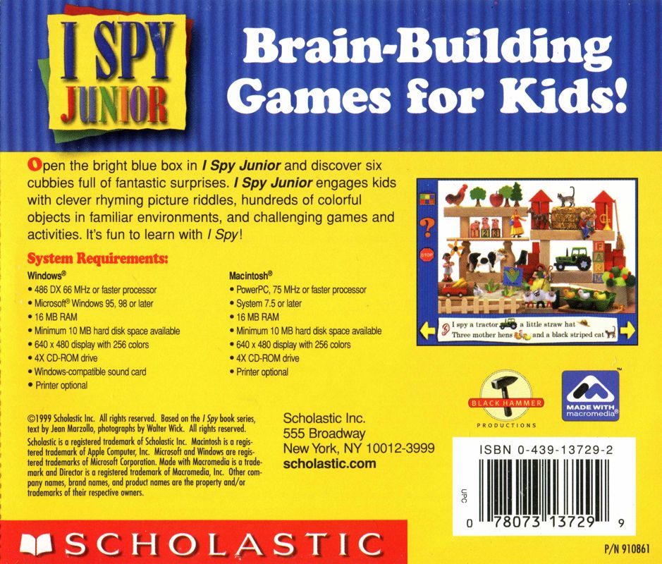 Back Cover for I Spy Junior (Windows)