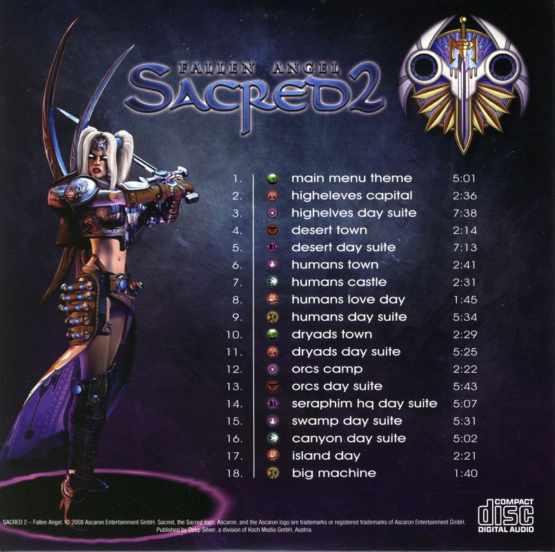 Soundtrack for Sacred 2: Fallen Angel (Collector's Edition) (Windows): Sleeve - Back