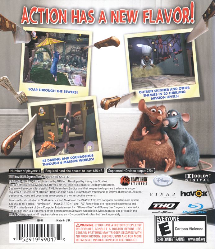 Back Cover for Disney•Pixar Ratatouille (PlayStation 3)