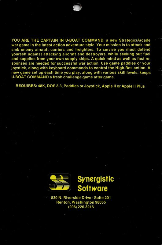UBoat Command cover or packaging material MobyGames